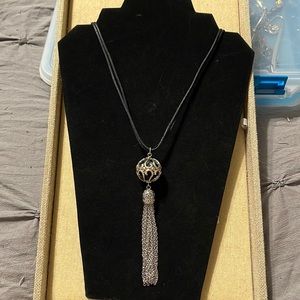 NWT Scroll brand silver tassel necklace